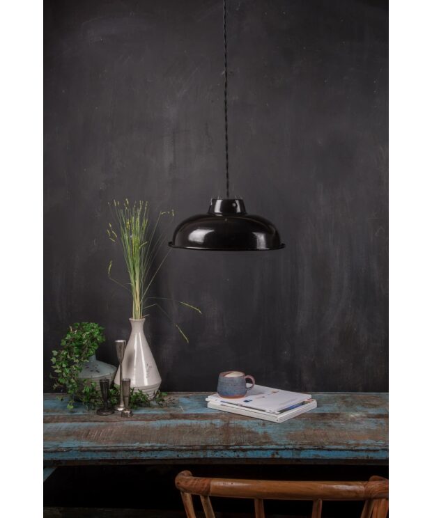 Medium Enamel Light - Lamp shade - black - 10inch Dia