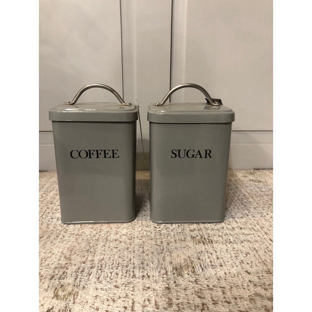 Cannister set of 2 Tins - COFFEE and SUGAR