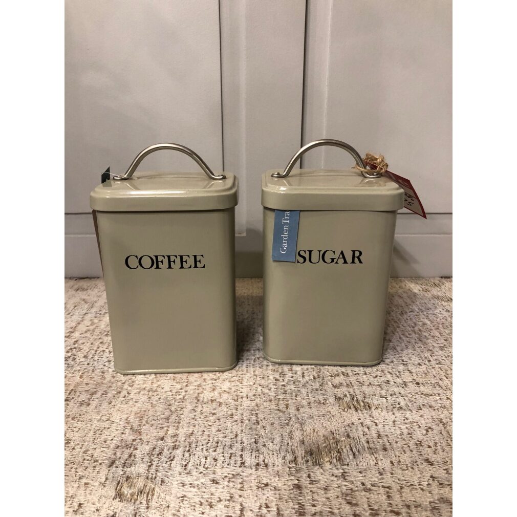 Cannister set of 2 Tins - COFFEE and SUGAR