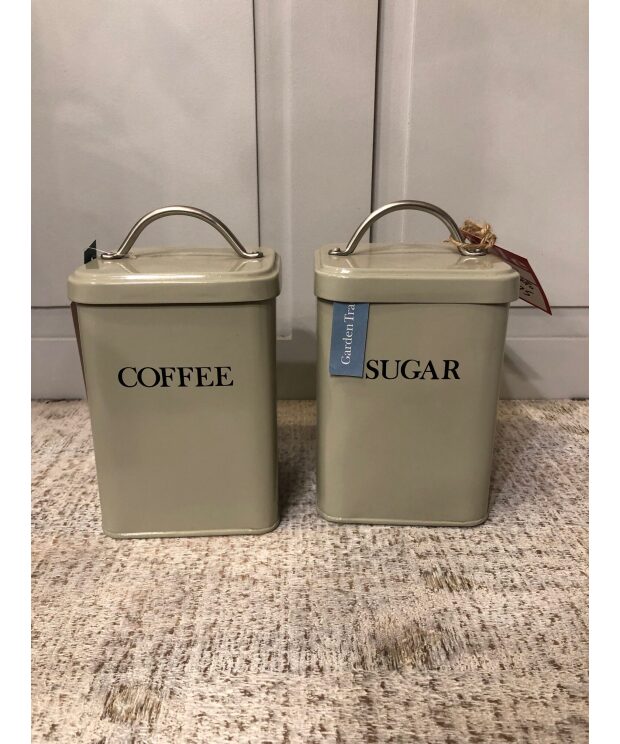Cannister set of 2 Tins - COFFEE and SUGAR