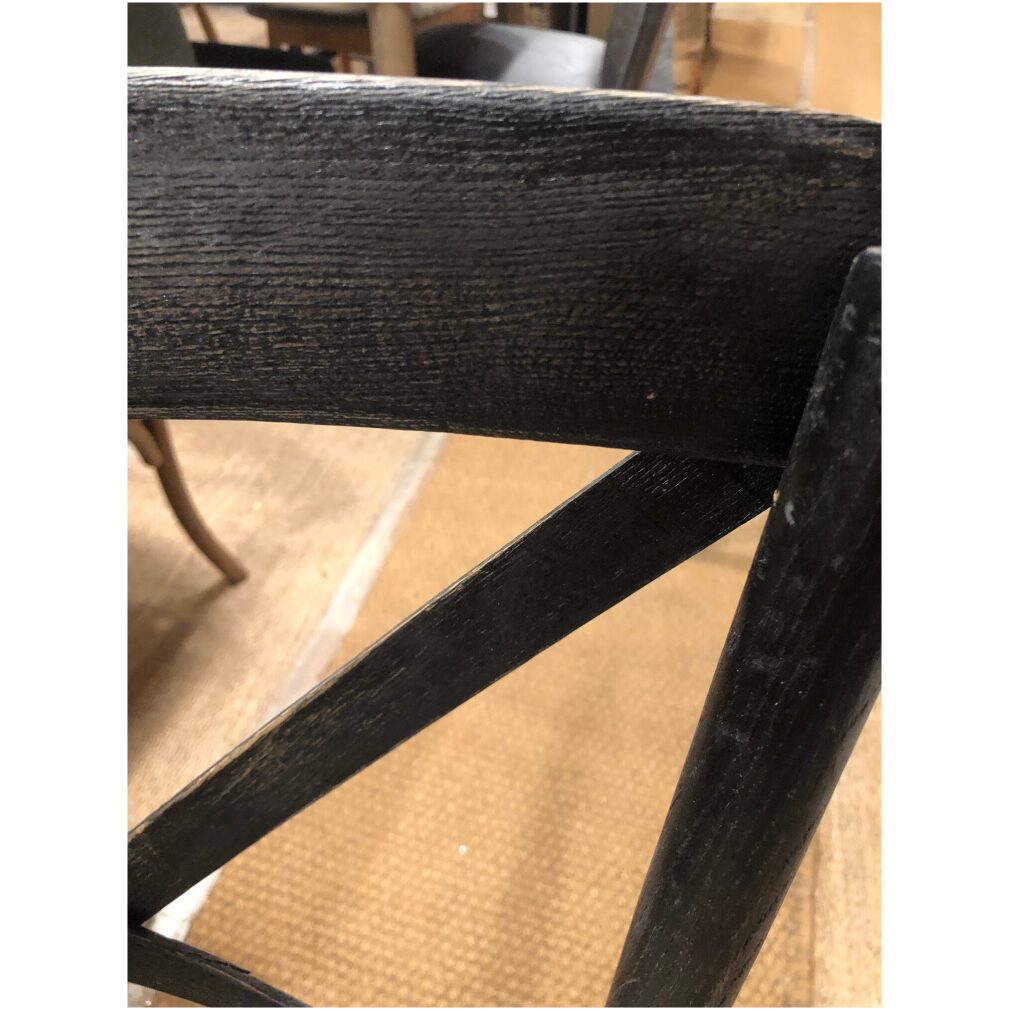 Cafe Chair cross back bentwood Dining Chair with upholstered seat - distressed black finish