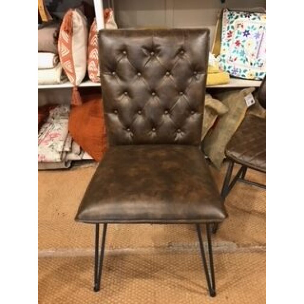 Lewis Dining Chair - Real Bonded Leather - Dark Brown