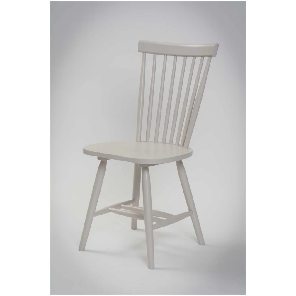 Set of 4 Rib Spindle Back Dining Chairs - Chalk Finish - white