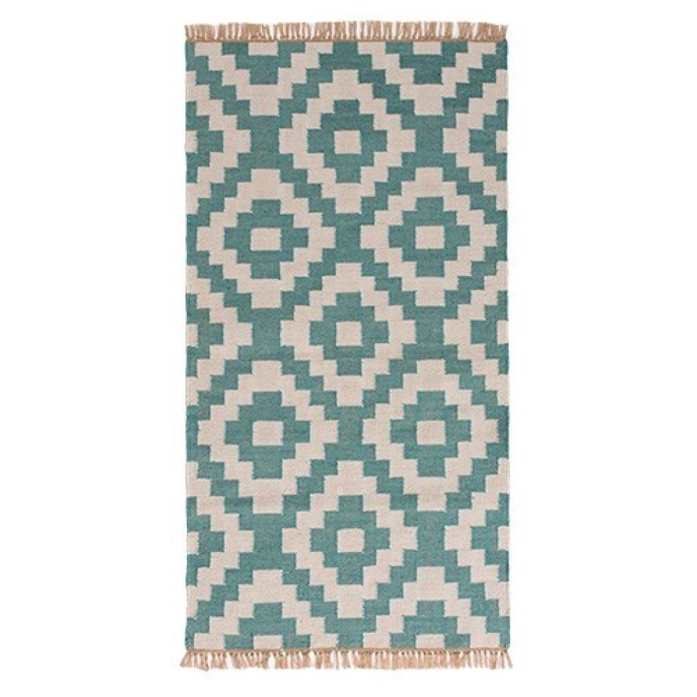 Aqua outdoor kilim rug, 75 x 135cm