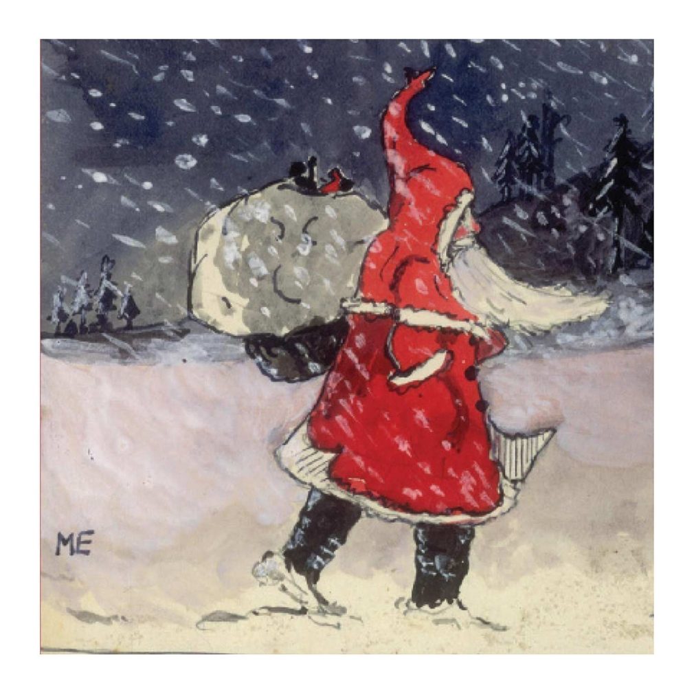 10 Christmas Cards - Dressed for the Cold and snow of the North Pole - drawing by JRR Tolkein 1920