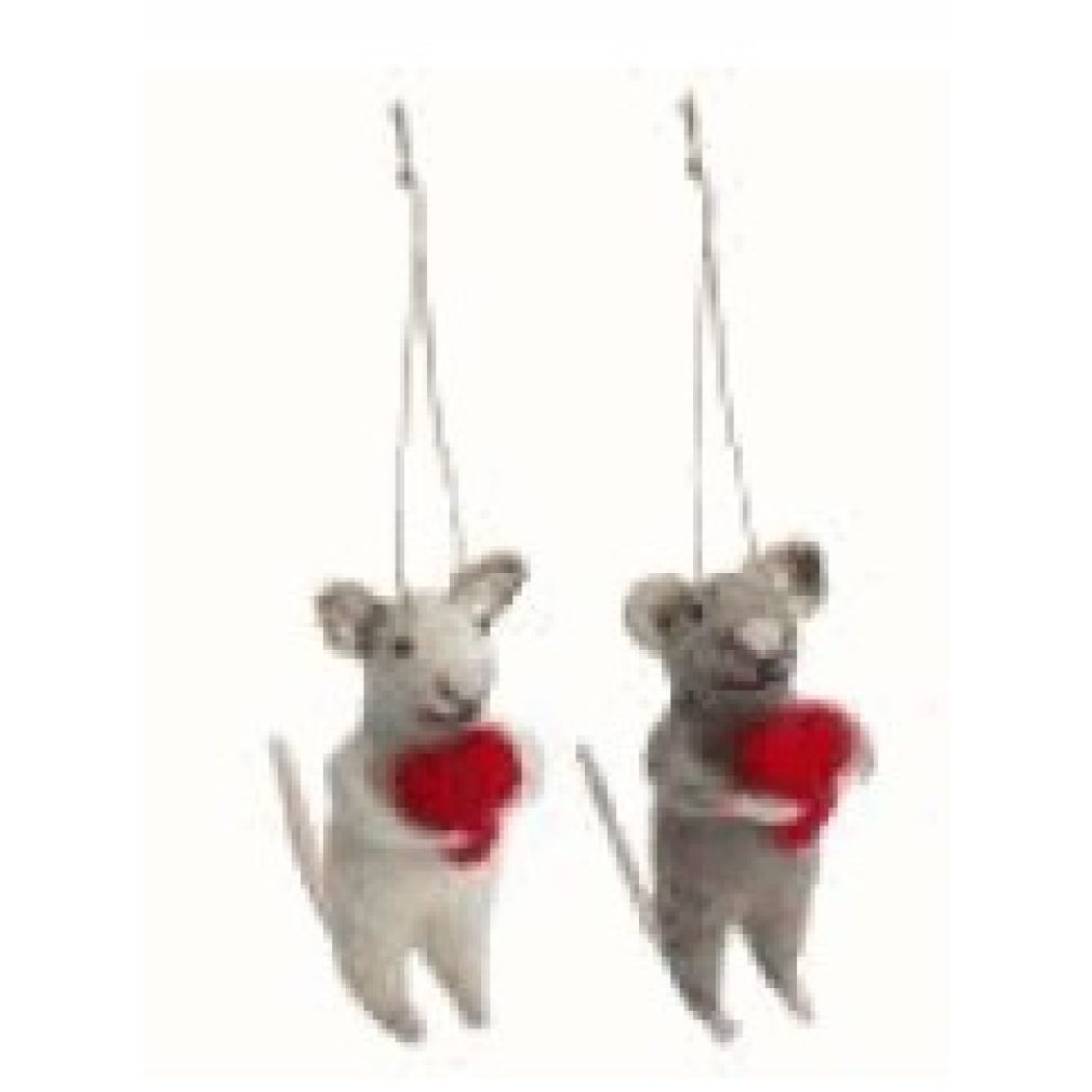 Felt Mouse with Heart Christmas Decoration
