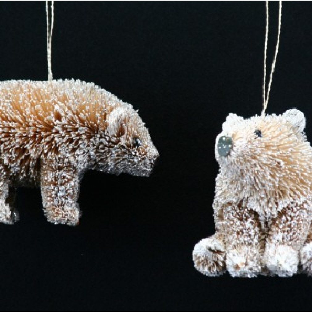 Bristle/Silver Bear Decoration 2assorted