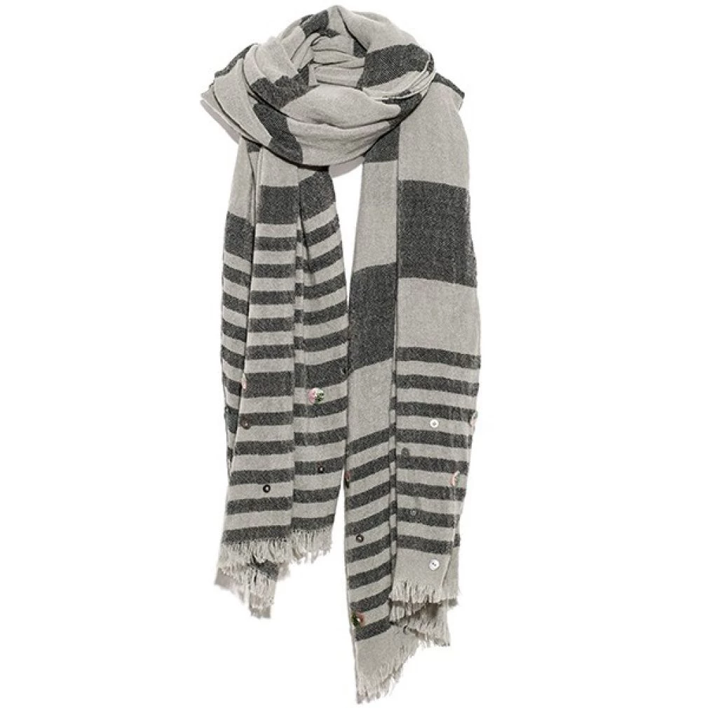 SCARF - SUPER SOFT BLOCK STRIPE - Grey - - Hem & Edge by Onebutton