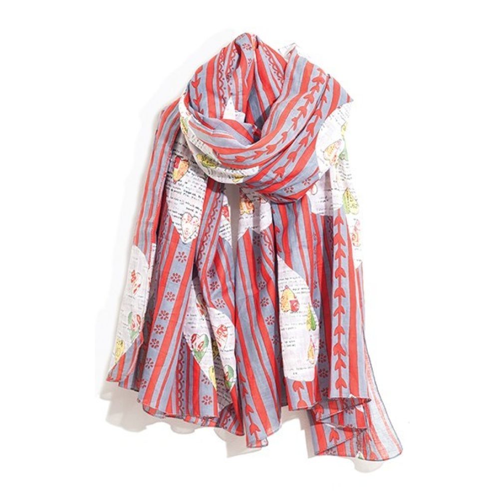 RED - SCARF - KATIE ALMOND HEART - Hem & Edge by Onebutton