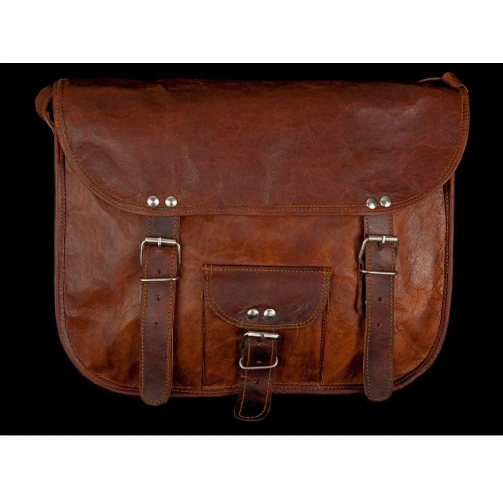 Leather Bag - 11 inch round edge Satchel