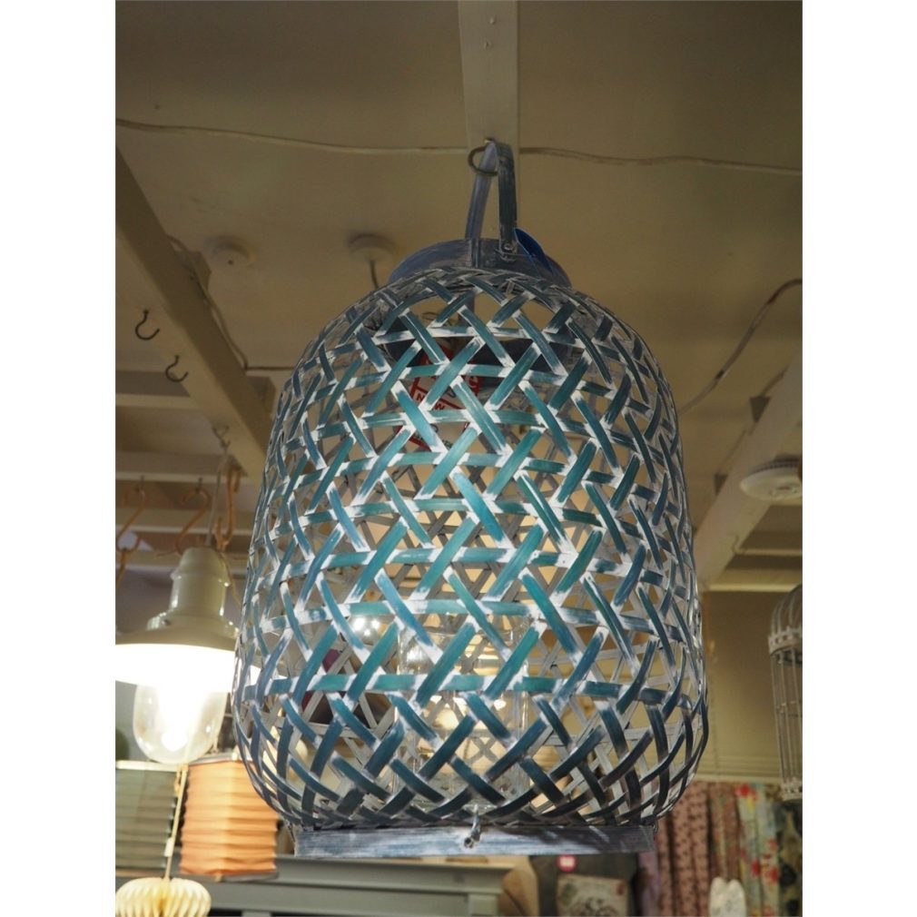 Large Lantern candle Holder - Distressed Blue