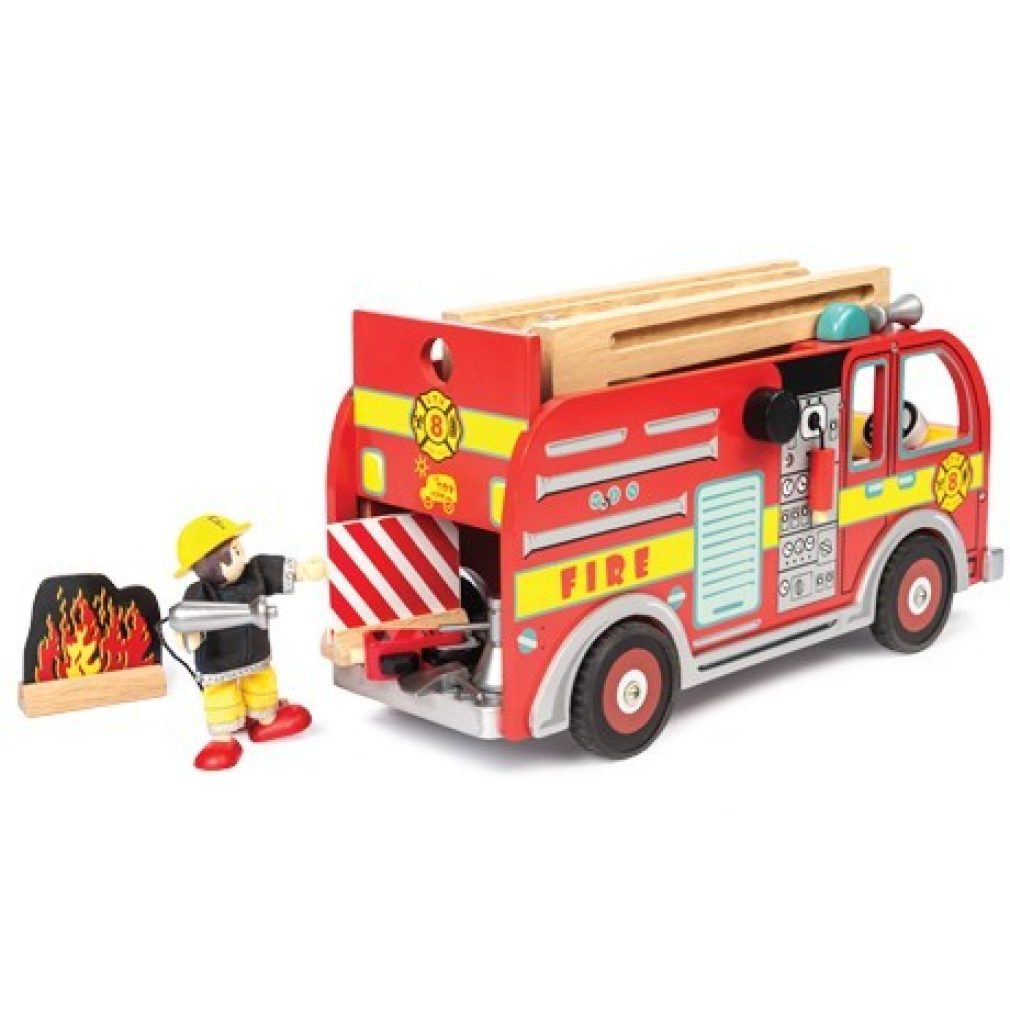Fire Engine Set with Firefighters - Wooden Toys by Le Toy Van