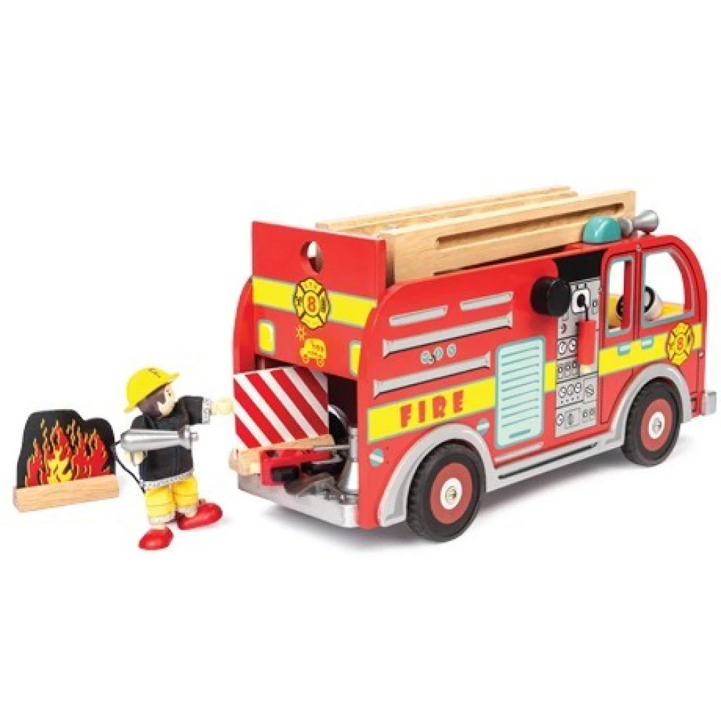 Fire Engine Set with Firefighters - Wooden Toys by Le Toy Van