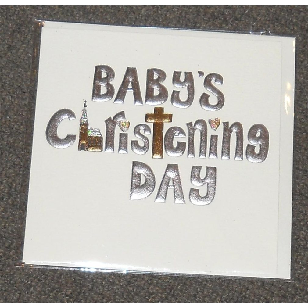 Baby's Christening Card - Silver & Gold