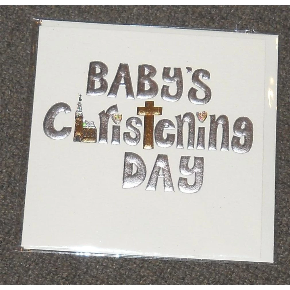 Baby's Christening Card - Silver & Gold