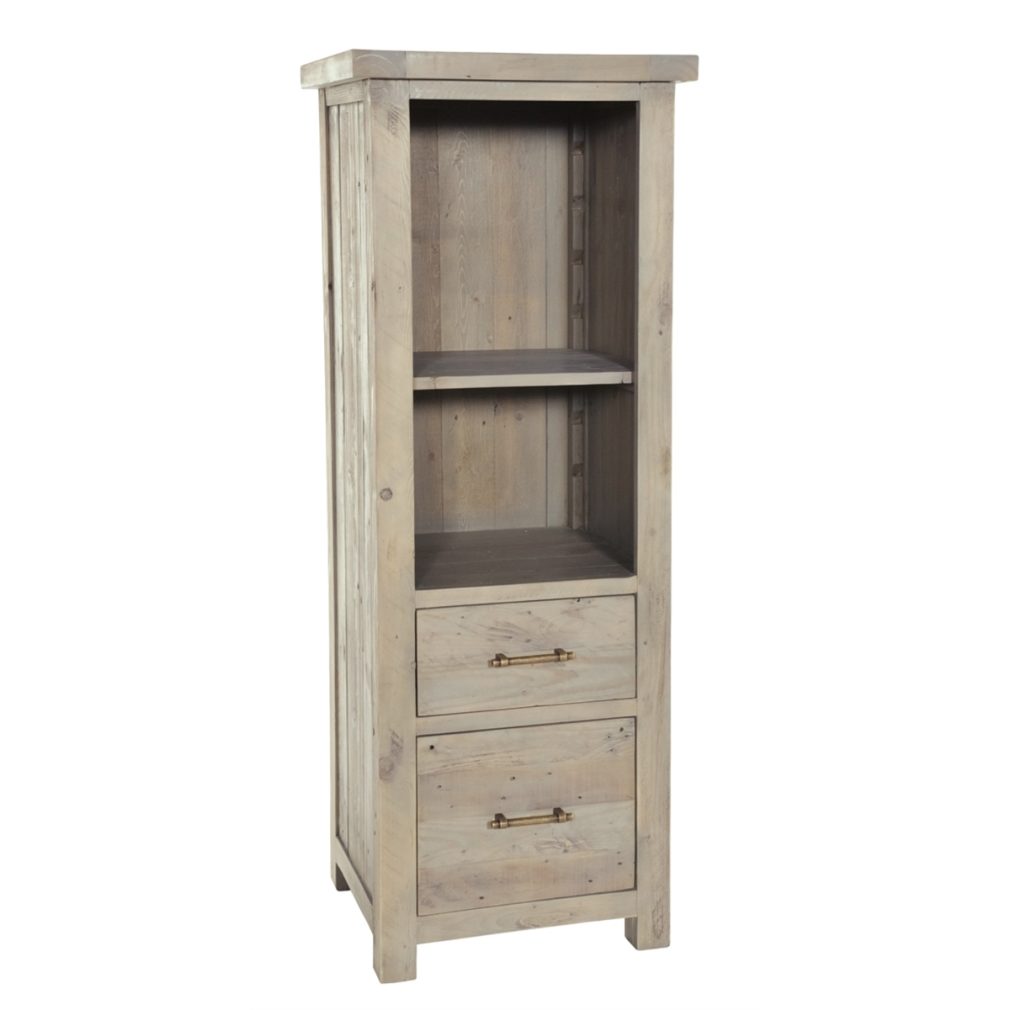 Saltash Dining Furniture - Bookcase with 2 Drawers with 1 file and 1 shelf