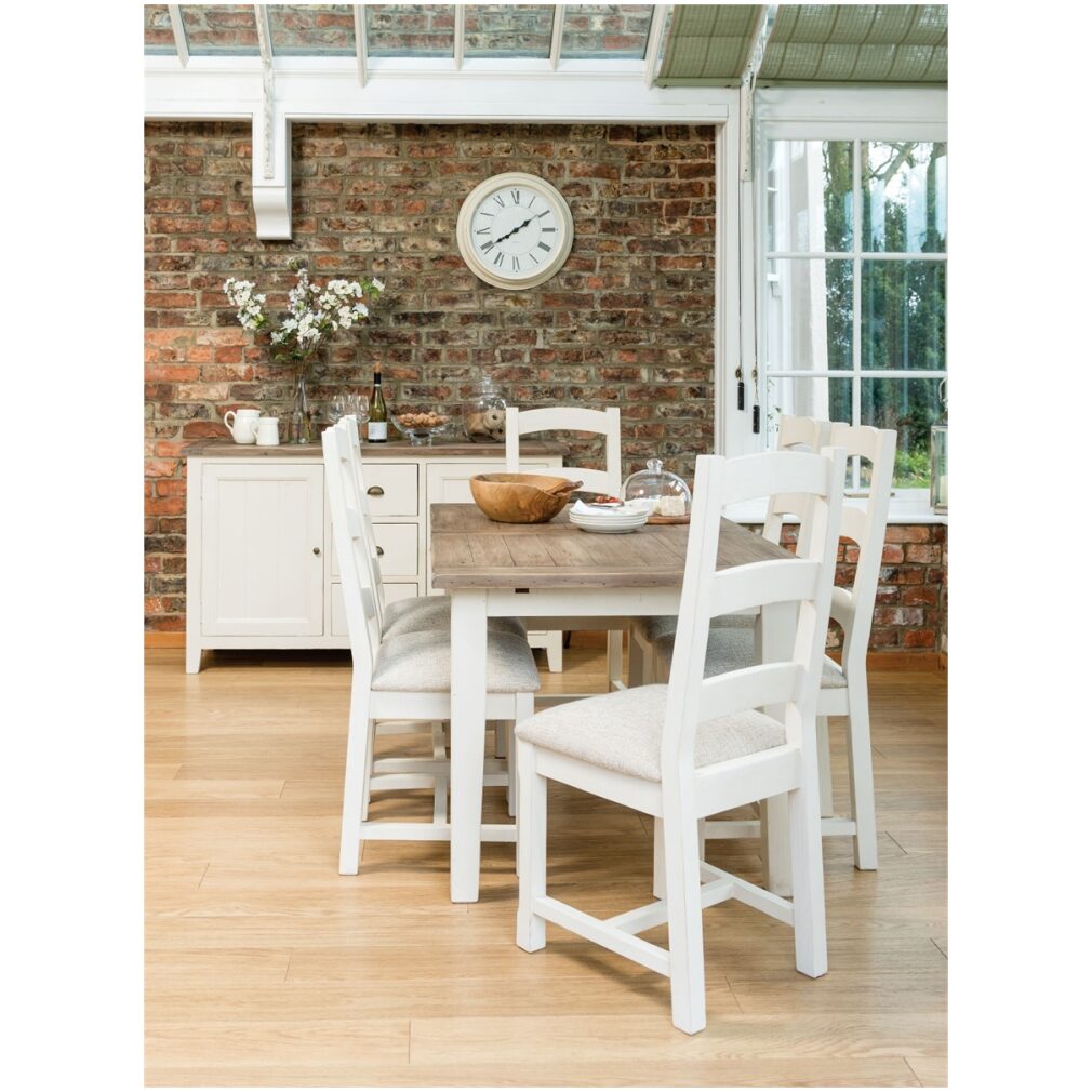 140 Cm Ext Dining Table - Cotswold Dining Furniture - Bundle with 4x metal chairs