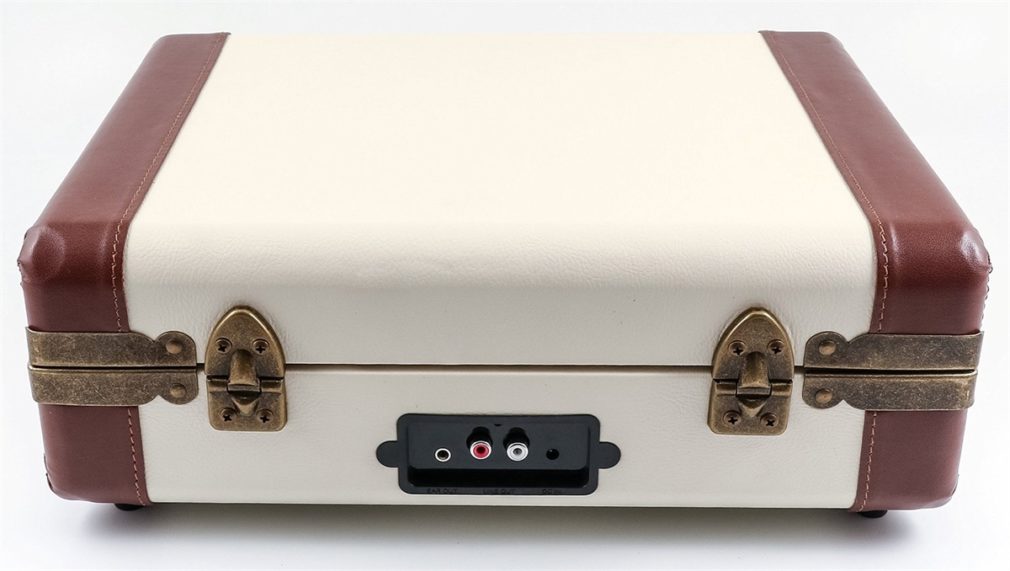GPO Ambassador Stand Alone Turntable with Bluetooth & Built-In Speakers - Cream / Tan
