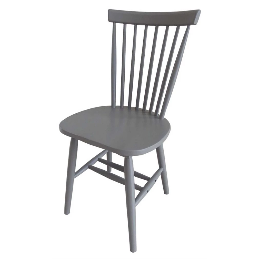 Set of 4 Rib Spindle Back Dining Chairs - Shale Finish - grey