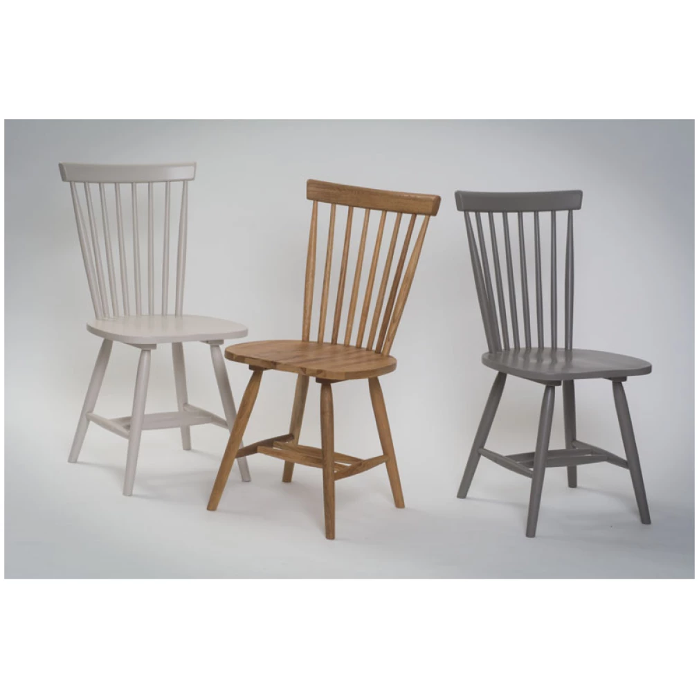 Set of 4 Rib Spindle Back Dining Chairs - Shale Finish - grey