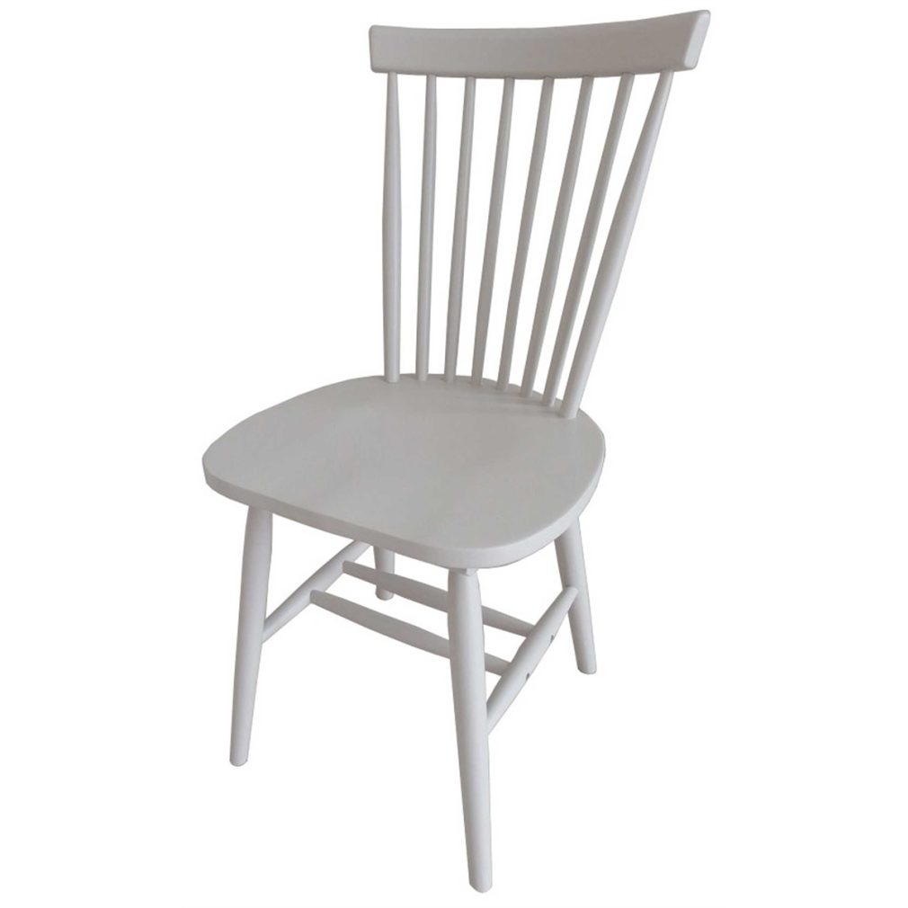 Set of 4 Rib Spindle Back Dining Chairs - Chalk Finish - white