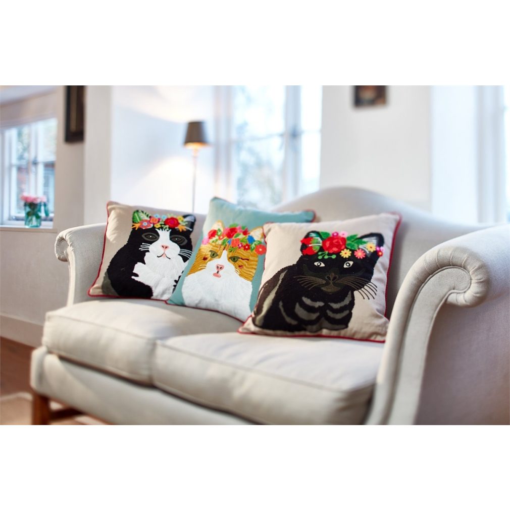 Floral Tabby Cat Cushion