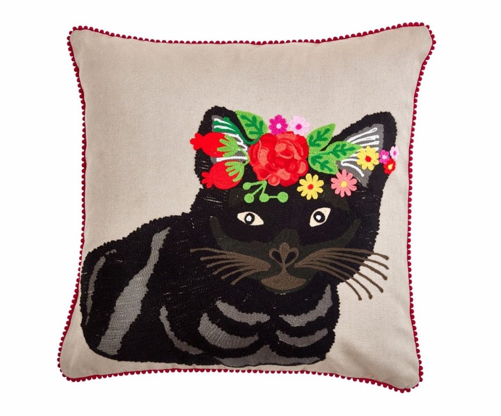 Floral Grey Tiger Cat Cushion
