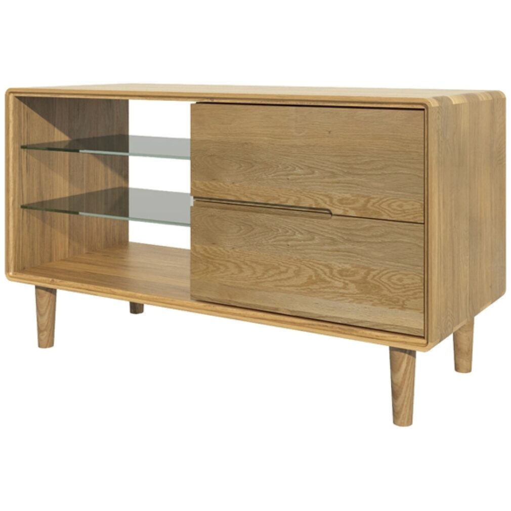 Scandic Small TV Unit - Solid Oak