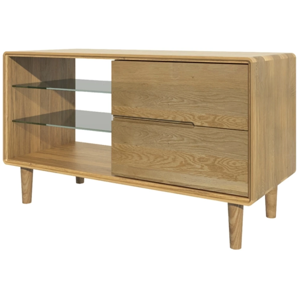 Scandic Small TV Unit - Solid Oak