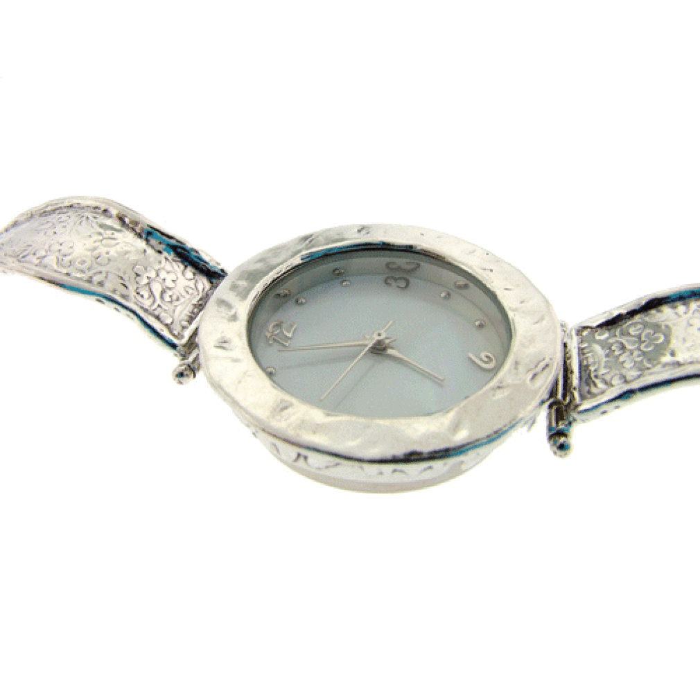 Silver watch - with round face