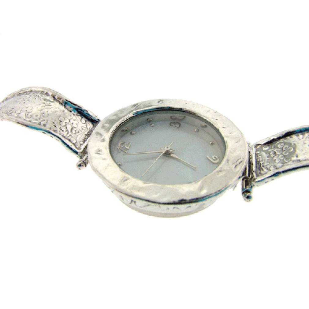 Silver watch - with round face