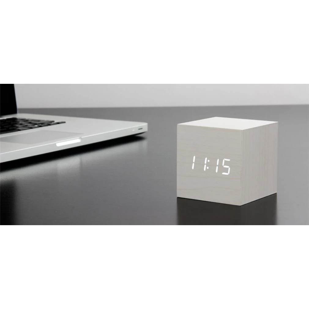 Gingko Cube Clock - White