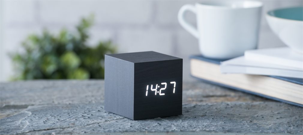 Gingko Cube Clock - Black