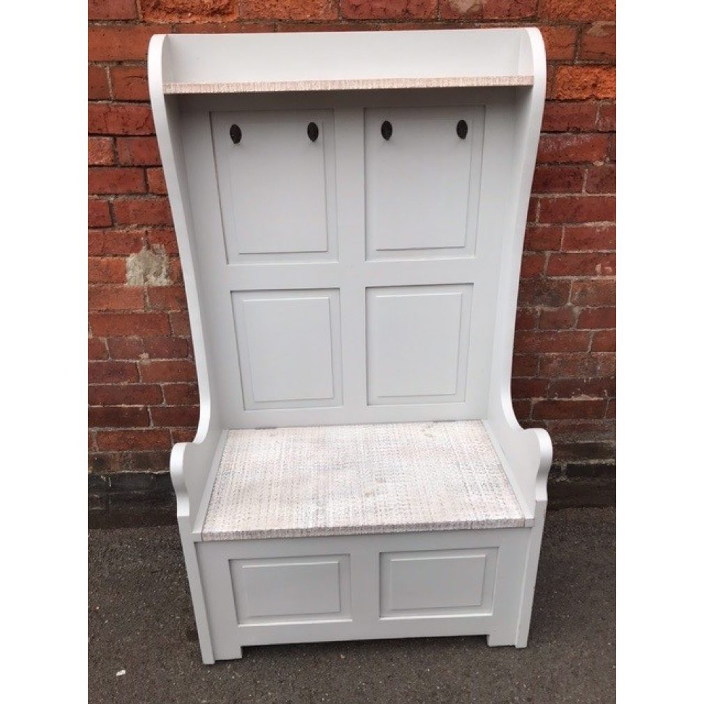 Ex Display - Cottonwood 2 Seater Hall Bench High Back - formerly called Provence Monks bench - French Grey
