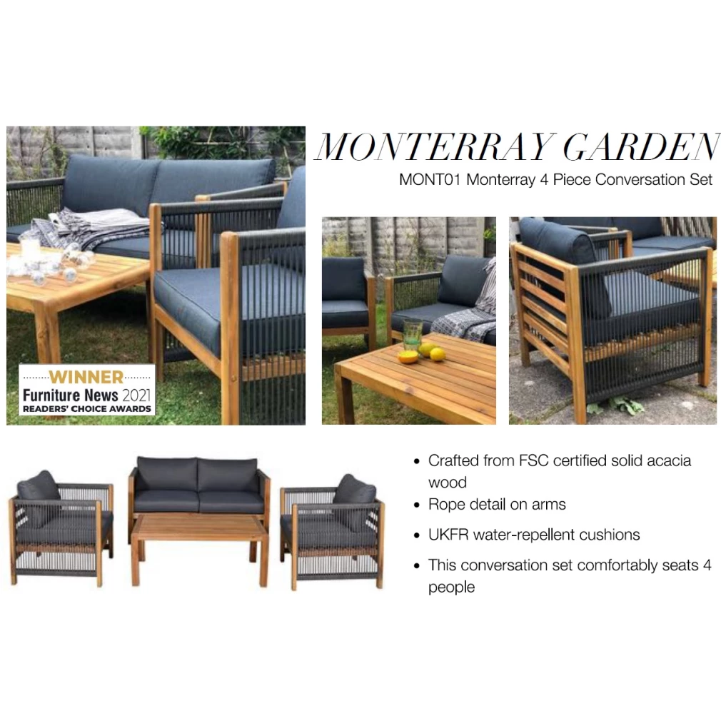 Monterray Garden Conversation 4 pc Set - Outdoor Furniture