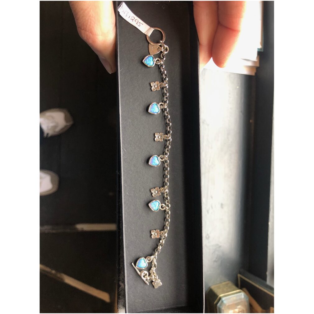 Ladies Opal love heart & Flower charm bracelet