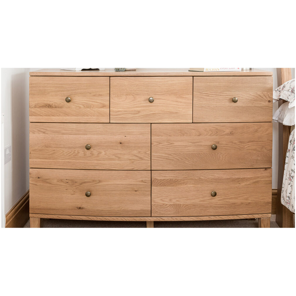 3 Over 4 Wide Chest of Drawers - Portland Oak Bedroom Furniture