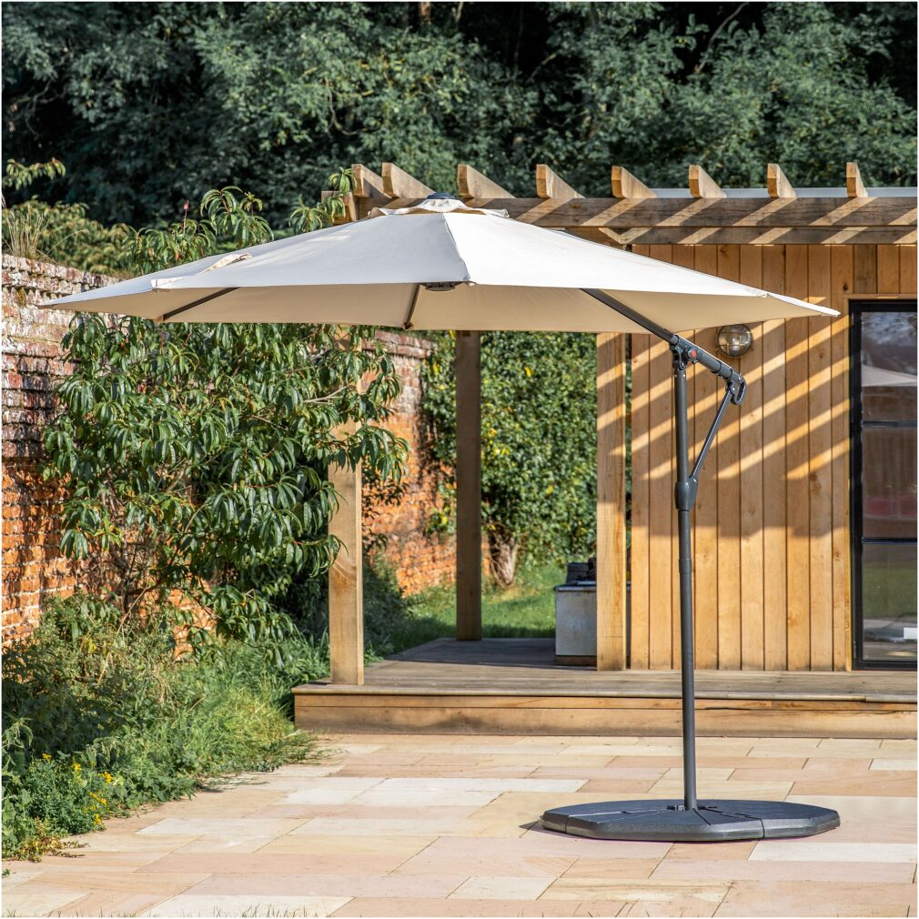 EX DISPLAY Vazzano 3m Cantilever Parasol in Cream with Base