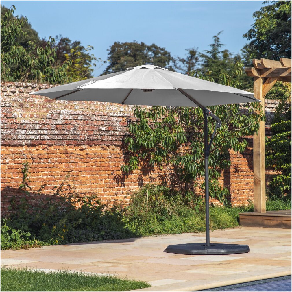 Vazzano 3m Cantilever Parasol in Grey with Base
