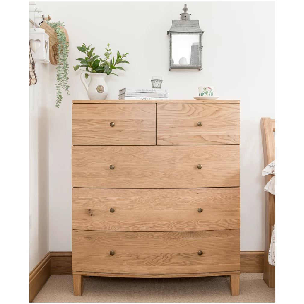 EX DISPLAY - 2 Over 3 Chest of Drawers - Portland Oak Bedroom Furniture