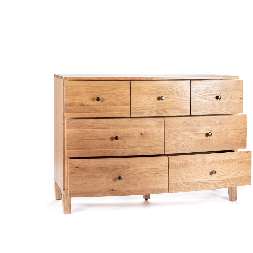 3 Over 4 Wide Chest of Drawers - Portland Oak Bedroom Furniture