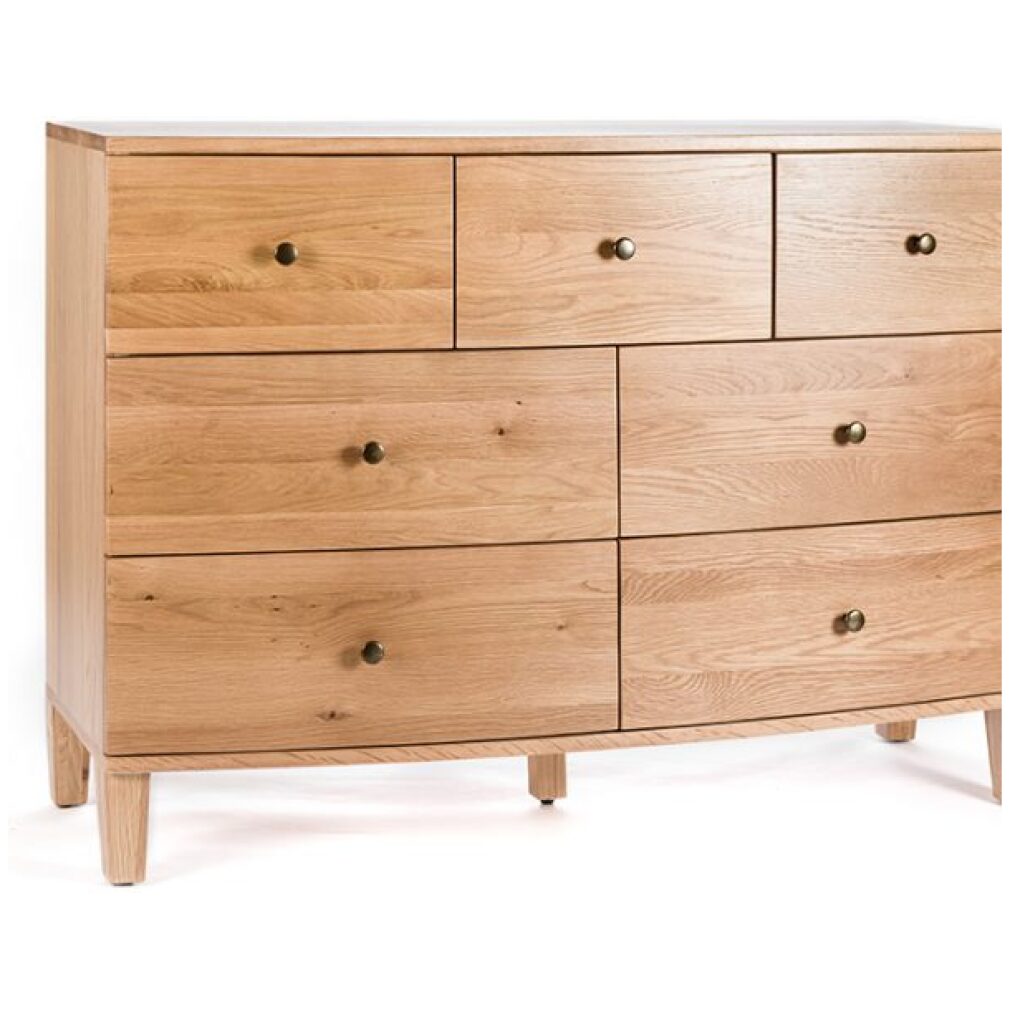3 Over 4 Wide Chest of Drawers - Portland Oak Bedroom Furniture