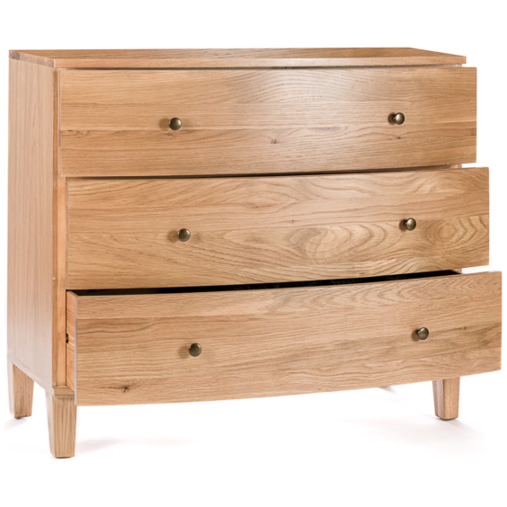 3 Drawer Low Chest - Portland Oak Bedroom Furniture