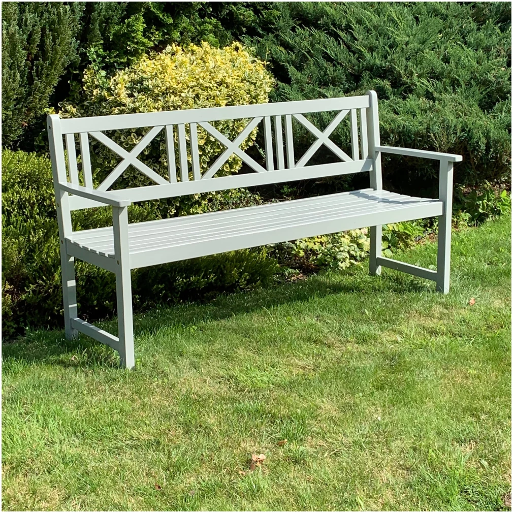 Grey Outdoor Bench X Style - 168cm wide