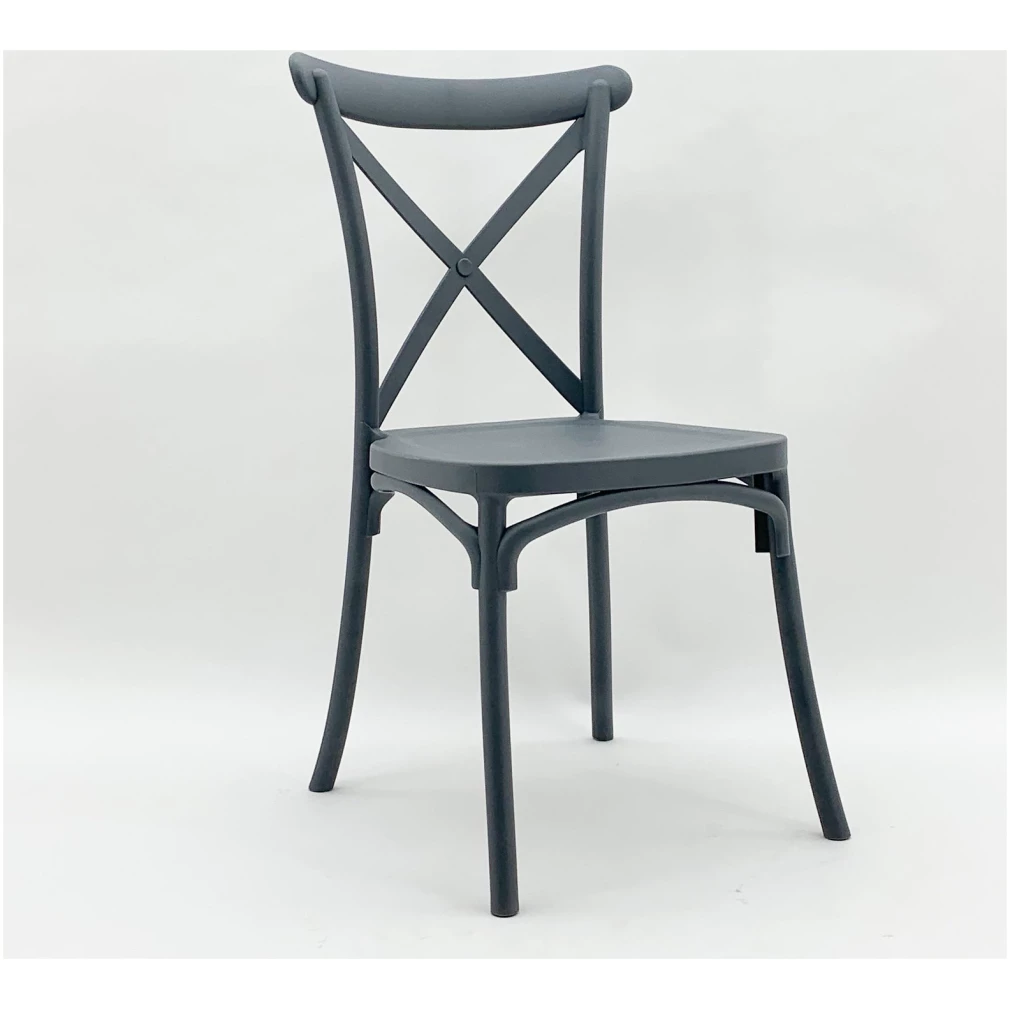 Cross Back Dining Chair - Plastic Outdoor version - Grey