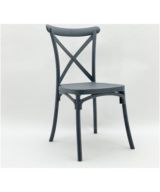 Cross Back Dining Chair - Plastic Outdoor version - Grey