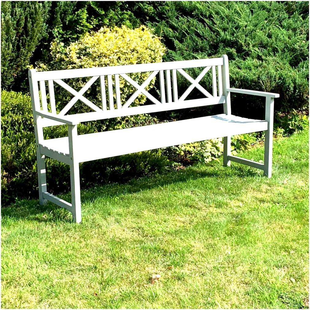 Grey Outdoor Bench X Style - 168cm wide