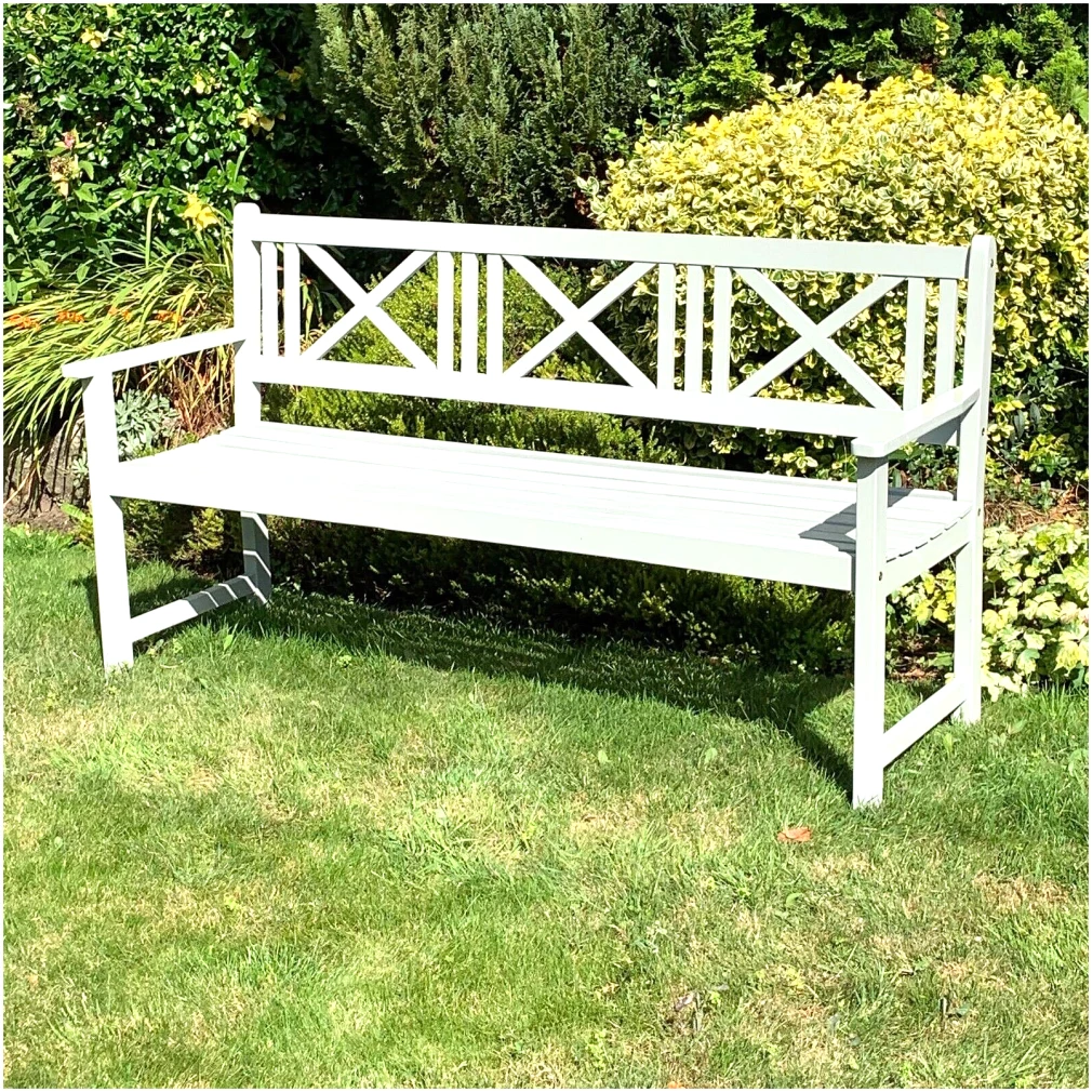 Grey Outdoor Bench X Style - 168cm wide
