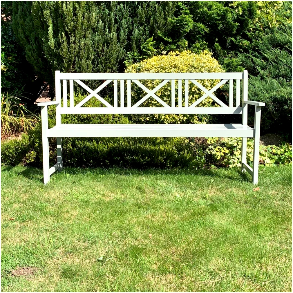 Grey Outdoor Bench X Style - 168cm wide
