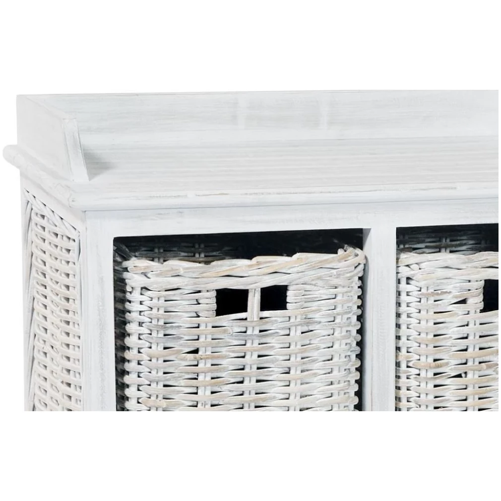 Maya Whitewash 2 over 2 Storage Unit - Small Sideboard